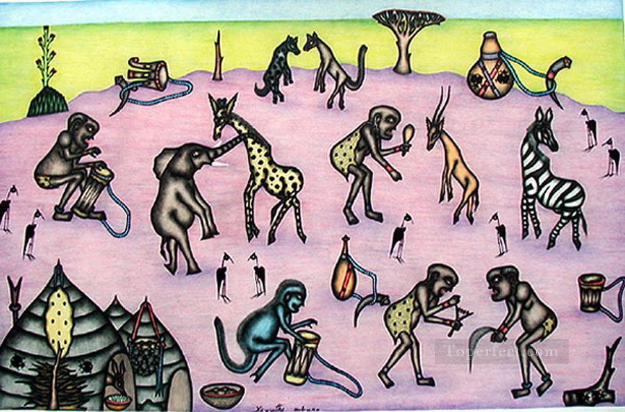 Cérémonie de danse Afriqueine Peintures à l'huile